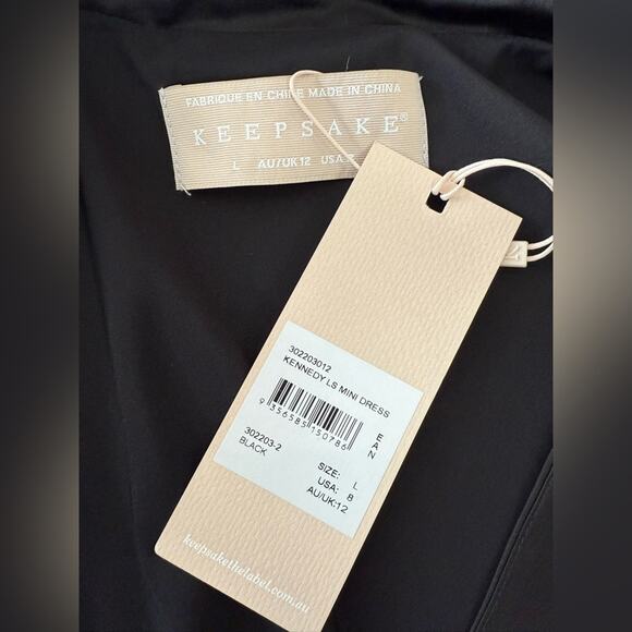 NWT Keepsake The Label Kennedy Long Sleeve Wrap Mini Dress Black Size 8 (AUS 12) - Picture 6 of 9